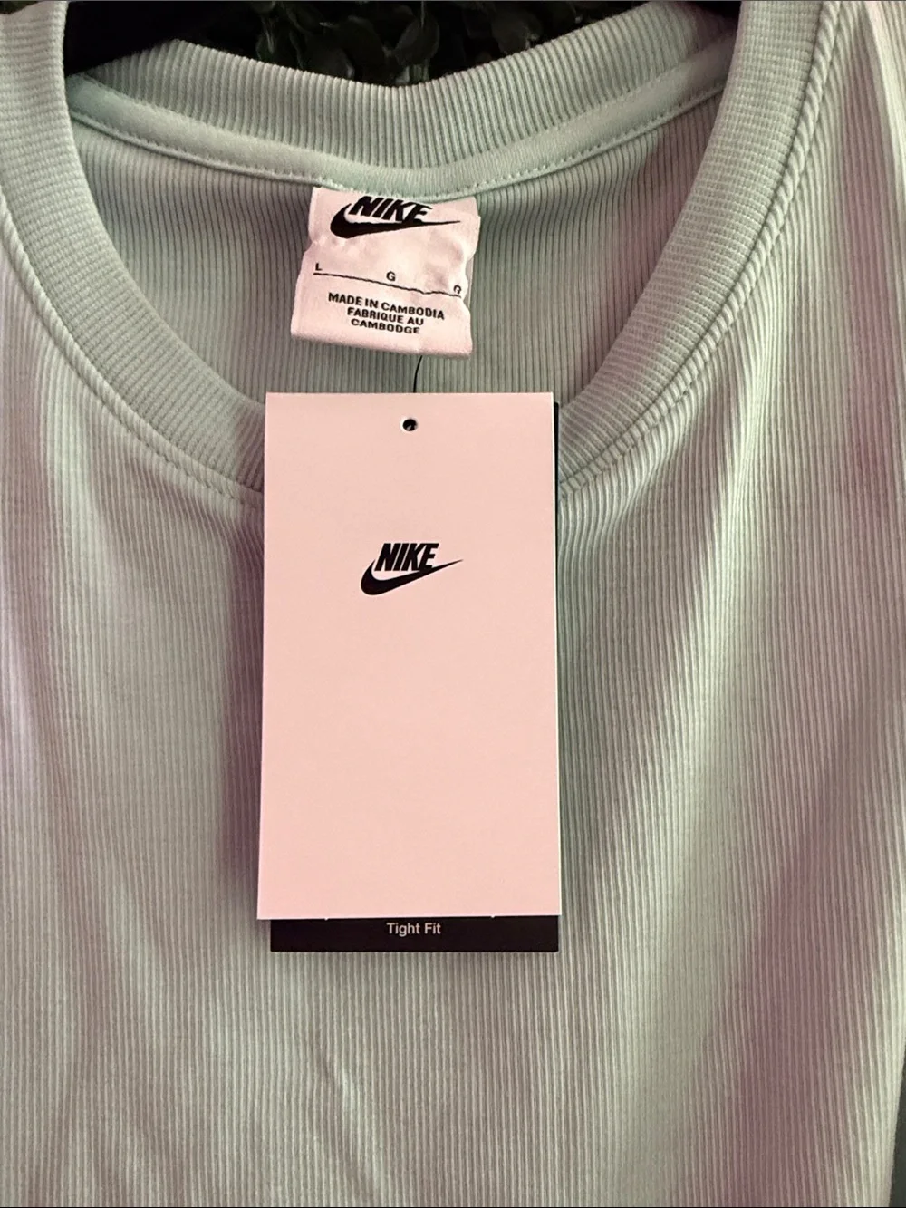 Nike Mint Green Ribbed Cropped Tank Top